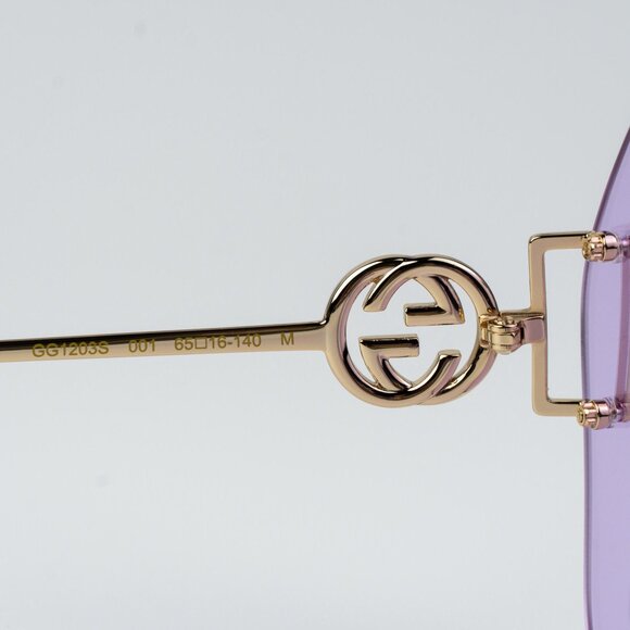 Gucci Women Sunglasses Gold Chain Violet Round GG1203S 001 NEW AUTHENTIC main image 4